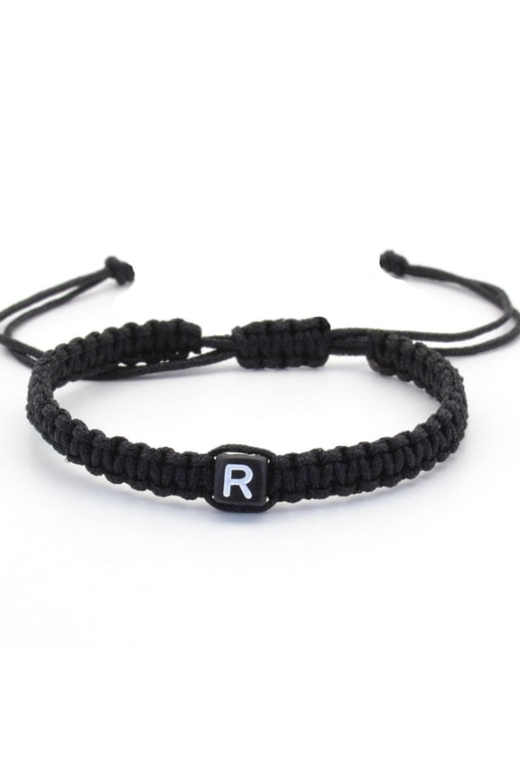 2026 New Couple Bracelet Meaningful Custom Letter Charm Bracelet Cozy Adjustable Bracelets for Anniversary Valentine'S Date Gift Black