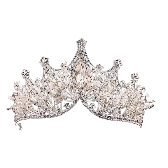 DESIGNICE 2026 New Crown Alloy Material Electroplated Craft Birthday Crown Perfect for Wedding for Party Princess Ceremony Celebration 8X16Cm Silver