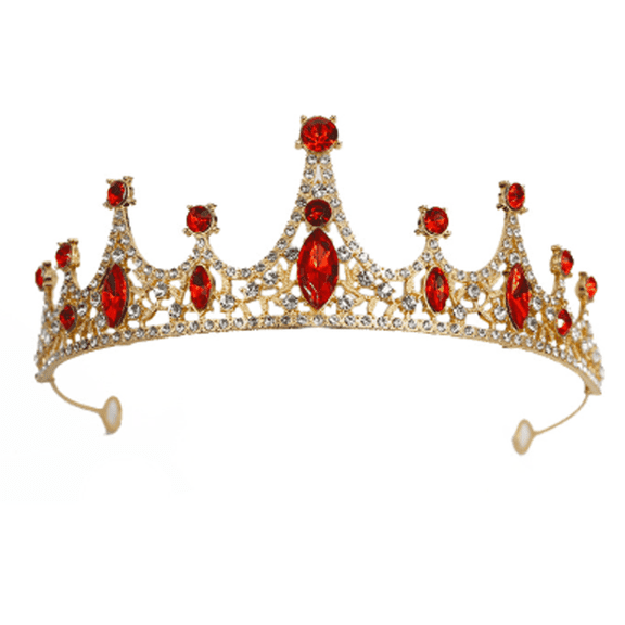 DESIGNICE 2026 New Crown,Exquisite Crystal Embellishments and Sparkling Rhinestone Details Crowns for Women,Lightweight Princess Crown for Birthdays and Special Occasions,Red