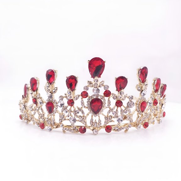 DESIGNICE 2026 New Crystal Bridal Crowns for Women Alloy Party Rhinestones Tiaras for Girls for Wedding, Prom, Birthday (Red)