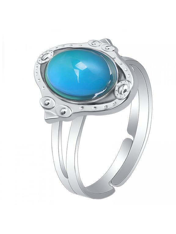 2026 New Crystal Ring Stainless Steel Mood Emotion Changing Color Adjustable Women Rings Mood Ring for Daily Wear, Special Occasions, Gifts, Self-Expression, Fashion