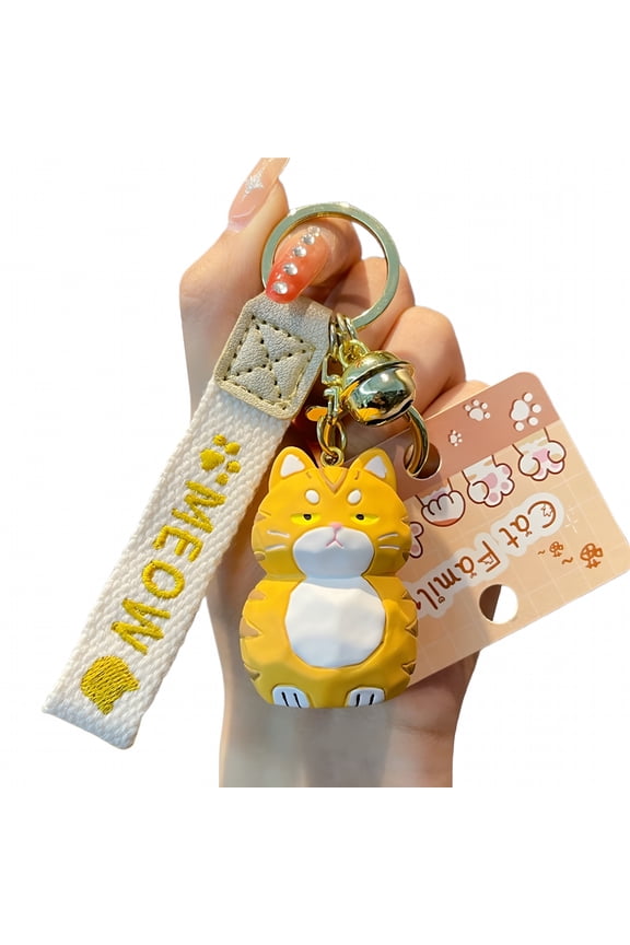 2026 New Cute Resin Cat Keychain with Bell 3D Doll Letter Strap Women Girls Gift Cartoon Animal Kitten Car Key Ring Pendant Backpack Decoration for Backpack,Keys,Purse,Travel,Daily