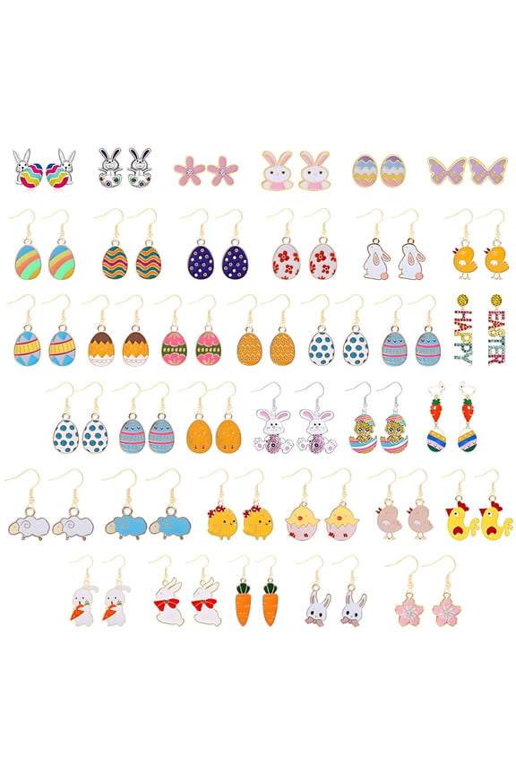 2026 New Designice Cartoon Cute Bunny Dangling Rabbit Earrings Happy Easter Egg Carrot Earring Easter Earrings Cartoon Cute Rabbit Earrings Women'S Halloween Moon and Star Ear Swirls