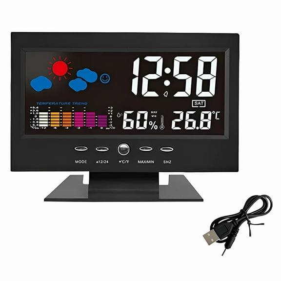 DESIGNICE 2026 New Digital Atomic Alarm Clocks for Bedrooms with Battery Backup,Hd Color Display Lock with Backlight,Indoor Temperature and Humidity,Moon Phases,Time,And Calendar