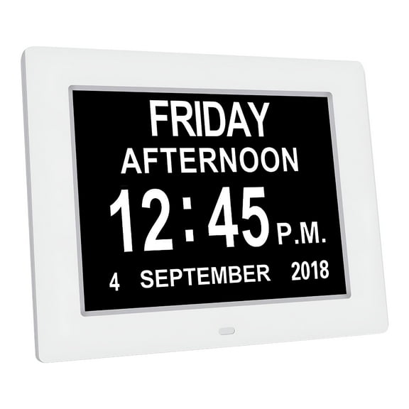 DESIGNICE 2026 New Digital Calendar Clock Extra Large Non-Abbreviated Day Date Month,Clock with 1 Option for Senior Elderly Memory Loss Vision Impaired Clock