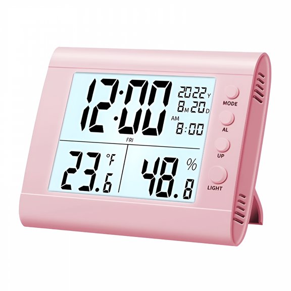 DESIGNICE 2026 New Digital Clock Battery Operated Atomic Clocks with Indoor Outdoor Temperature Large Number Display Clock with Day and Date Bedside Desk Clock for Bedroom Office Elderly