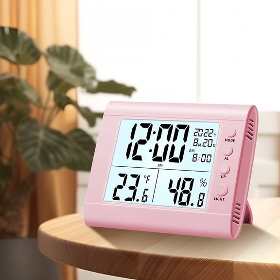 DESIGNICE 2026 New Digital Electronic Clock Led Display Electronic Clock Stereo Digital Display Snooze Alarm Clock 12/24H Switching Countdown Time Alarm Clocks for Bedrooms