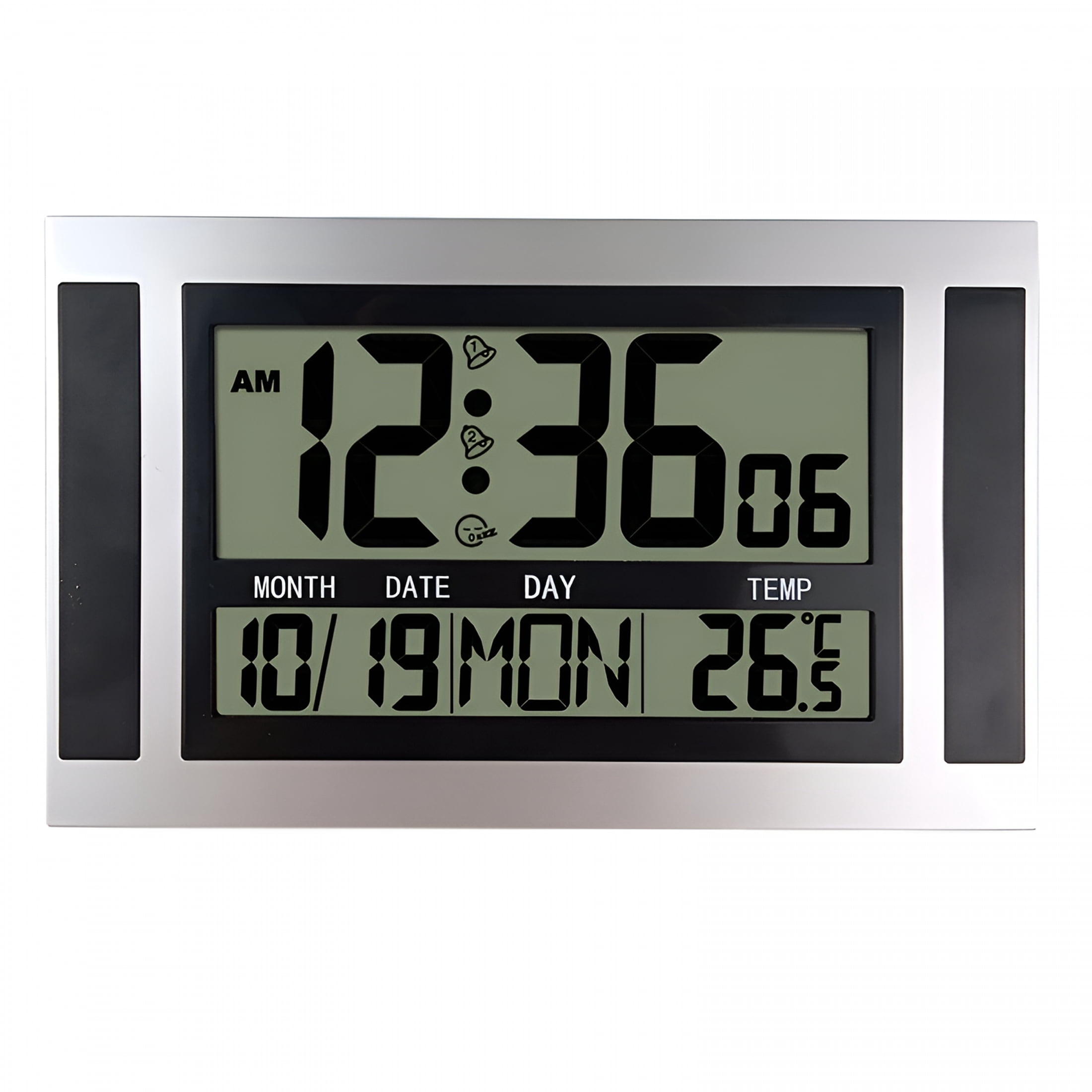 DESIGNICE 2026 New Digital Wall Clock Lcd Large Number Time Temperature Calendar Alarm Table Desk Modern Design Office Home,Large Digital Wall Clock ,Silver