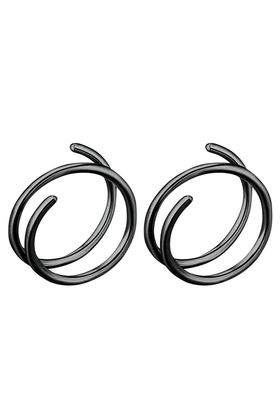 2026 New Double Nose Hoop Ring for Piercing Nose Hoop, Nose Ring Hoop for Women, Spiral Nose Hoop for Girls, Nostril Piercing Jewelry Black