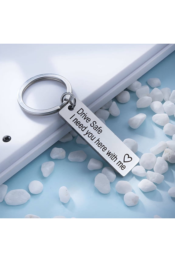 2026 New Drive Safe Keychain for Him,Smooth Surface Boyfriend Birthday Gifts,Comfortable Touch I Love You Gifts for Him,Silver,Style2