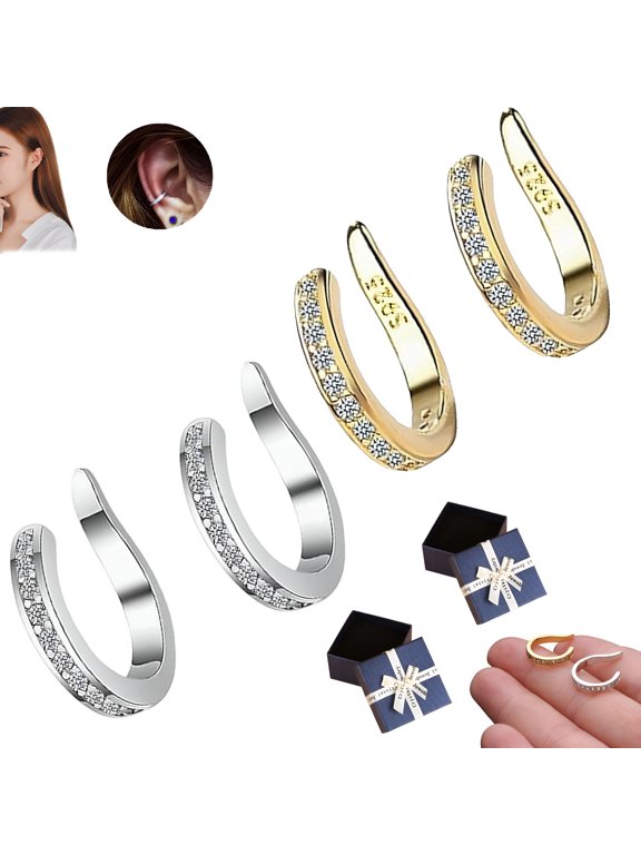 2026 New Ear Clips - Ear Corrector Clip & Clip on Earrings - Pierceless Adjustable Cuff for Women, Breathable Skin-Friendly Design for Party, Daily, Work, Casual