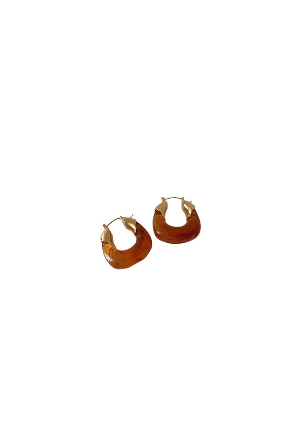 2026 New Earrings Bold U Shape Helix Earrings Eye Catching Statement Style Flat Back Earrings for Party Festival Evening Brown