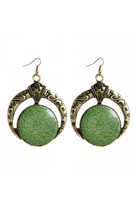 2026 New Earrings for Women Bohemian Artificial Ethnic Style Retro Earrings Green One Size, for Parties, Festivals, Casual Outings, Beach Trips, Daily Wear