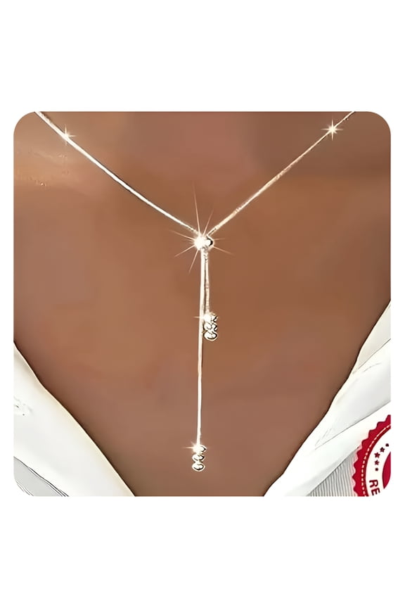 2026 New Elegant 925 Sterling Silver Y-Shape Necklace for Women,Adjustable Bead Slider,Simple Classic Design,Silver Plated,Hypoallergenic,Versatile for All Seasons,Ideal for Daily Wear