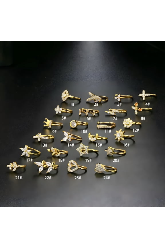 2026 New Fake Piercing Nose Cuff Nose Ring Nose Clip Gem Crystal Non Pierced Jewellery Fake Nose Piercing-Gold