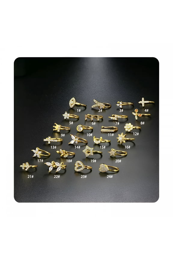 2026 New Fake Piercing Nose Cuff Nose Ring Nose Clip Gem Crystal Non Pierced Jewellery for Party,Festival,Casual,Photoshoot-Gold