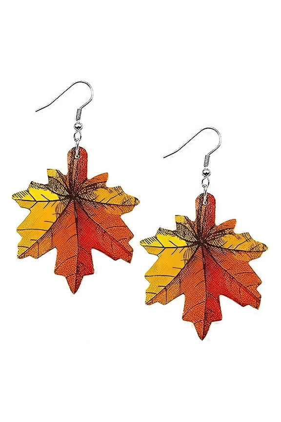2026 New Fall Thanksgiving Earrings for Women Leather Pumpkin Turkey Maple Leaf Shaped Thanksgiving Day Celebration Party Trendy Fall Dangle Fun Hook Earrings