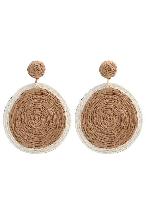 2026 New Fashion Rattan Earrings Rattan Ball Ring Pendant Earrings Women'S Handmade Earrings Braided Straw Rattan Raffia Earrings Summer Beach Accessories Gifts