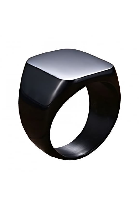 2026 New Fashion Rings Square Big Width Signet Rings Ti Steel Man for Daily,Party,Gift Silver Black Men Ring Jewelry