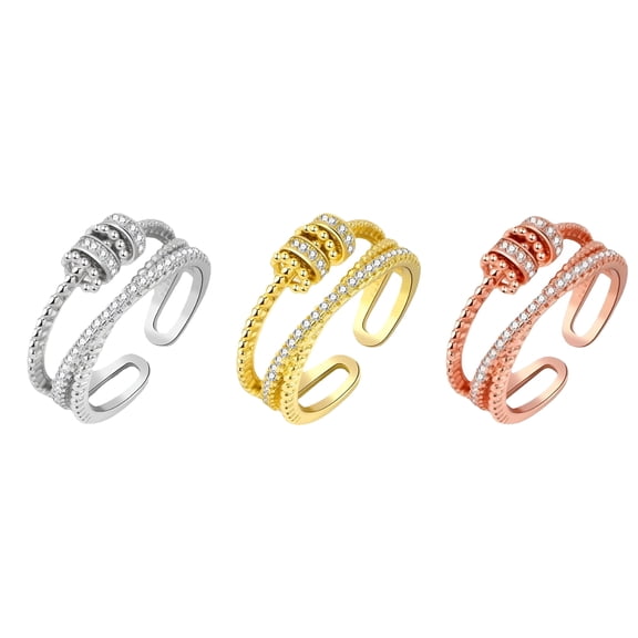 DESIGNICE 2026 New Fidget Anxiety Ring for Women Teens Adjustable Spinner Bead Stress Relieving Rings Gold Fidget Ring, for Stress Relief, Anxiety Management, Focus, Calming, Daily Wear