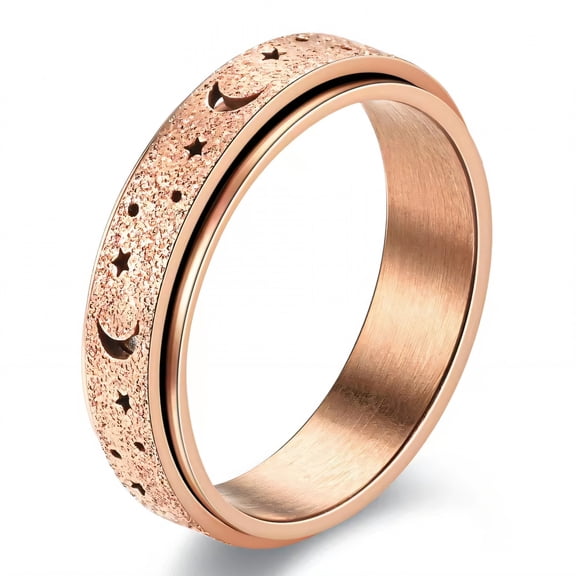 DESIGNICE 2026 New Fidget Ring Curved Design Fidget Rings for Women Anti Rust Spinner Ring Rosegold Plated for Stress Relief Focus Daily Wear Office Relaxation Casual Outings.