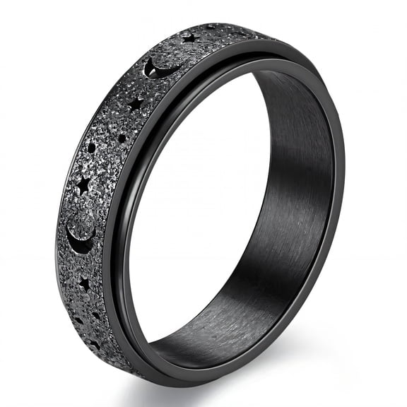 DESIGNICE 2026 New Fidget Ring,Curved Design Fidget Rings for Women,Oxidation-Blocking Spinner Ring,Black,For Stress Relief, Focus, Relaxation, Daily Wear, Anxiety Management