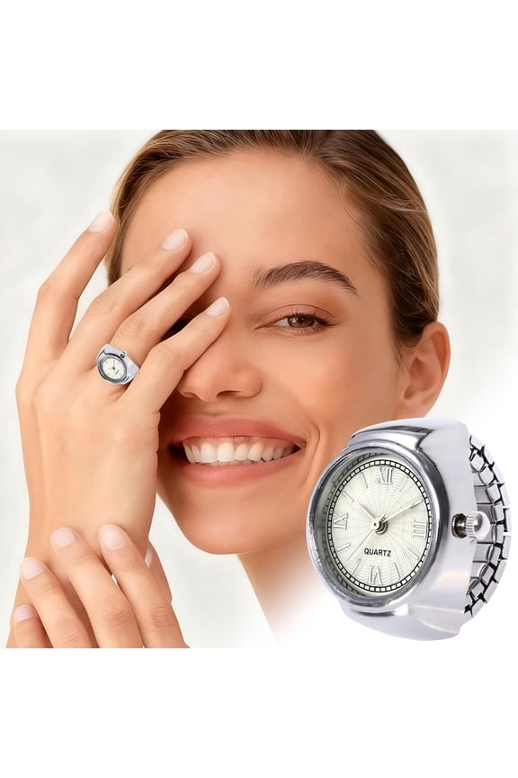 2026 New Finger Ring Watch for Men and Women Elastic Adjustable Quartz Round Dial Stylish Timepiece Perfect Gift for Birthdays and Holidays Ring Watches for Women Finger