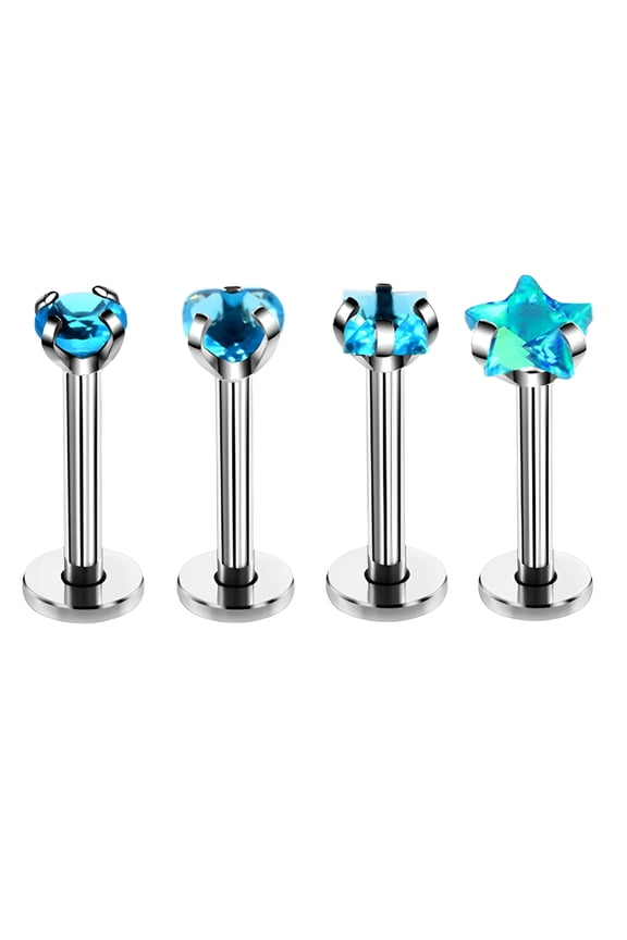 2026 New Firefly Hope 16G 4*6Mm Internally Threaded in Lip Rings Stainless Steel Flat Back Nose Rings Studs Tragus Helix Conch Cartilage Lobe Earrings Stud Piercing JewelryBlue B 4Pcs