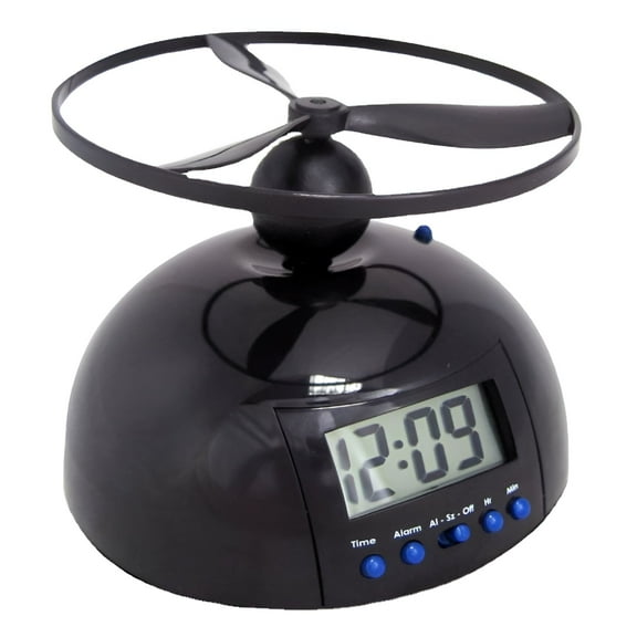 DESIGNICE 2026 New Flying Alarm Clock for Heavy Sleepers | Rotating Helicopter Design | Vibrating Run-Away Alarm | Black Abs Plastic | 5.51X2.36In | Battery Powered (Not Included)