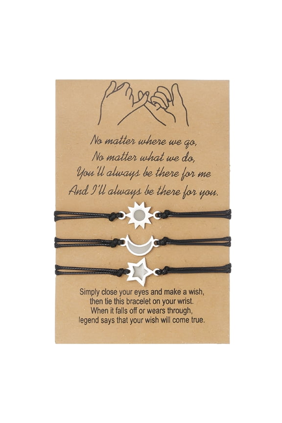 2026 New Friendship Bracelets Set of 3 Moon Sun Star Designs Adjustable for Best Friend, for Friendships, Gifts, Special Occasions, Daily Wear, Casual Outfits.