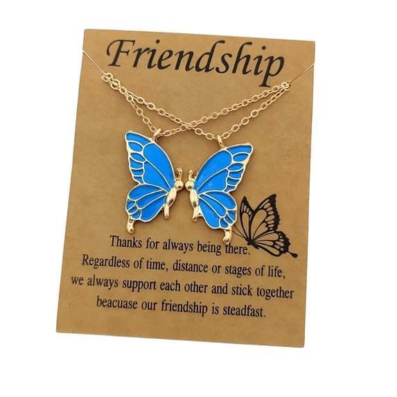 DESIGNICE 2026 New Friendship Butterfly Necklace Simple Best Friend Oil Drop Stitching Colorful New Female Fashion Gold Silver Two Piece Jewelry Accessories Gift