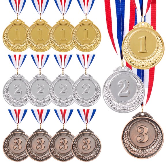 DESIGNICE 2026 New Gold Award Medals-Gold Silver Bronze Medals with Neck Ribbon,Steel Metal for Party Favor Decorations and Sports Awards 1St 2Nd 3Rd Place(Diameter 2.56In)