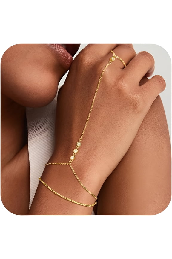 2026 New Hand Chain Bracelet Ring,14K Gold Plated/Silver Finger Ring Bracelet,Zircon Sequins Satellite Chain for Women,Trendy Non-Tarnish Jewelry,Bracelet Ring Hand Chain