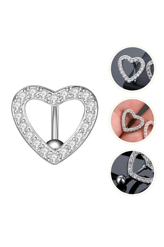 2026 New Heart Cubic Belly Rings Small Belly Button Rings Sterling Silver Belly Bar for Party,Beach,Club,Festival