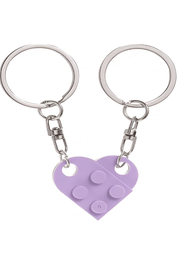 2026 New Heart Keychain Set for Couples, Brick Heart Keychain for Boyfriend Girlfriend, 2 Pcs Matching Heart Colorful Keychains for Couple,Gift,Anniversary,Travel,Party