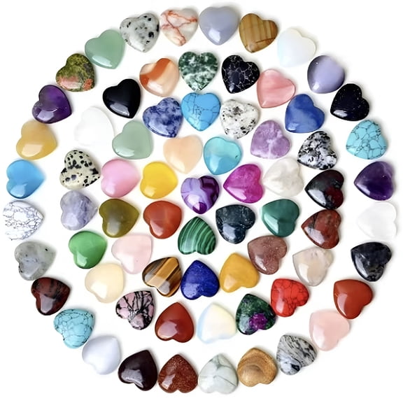 DESIGNICE 2026 New Heart-Shaped Crystals Bulk-30 Pcs Natural Gemstone Worry Stones for Anxiety Relief,Valentine'S Day Gifts for Mom,Meditation Pocket Hearts,1.57" Palm Stones in Assorted Fresh Colors