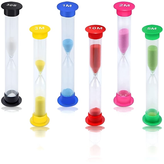 DESIGNICE 2026 New Hourglass Timer Set,Colorful Hourglasses 30 Seconds / 1 Minute / 2 Minutes / 3 Minutes / 5 Minutes / 10 Minutes for Home Office Classroom(6 Colors)