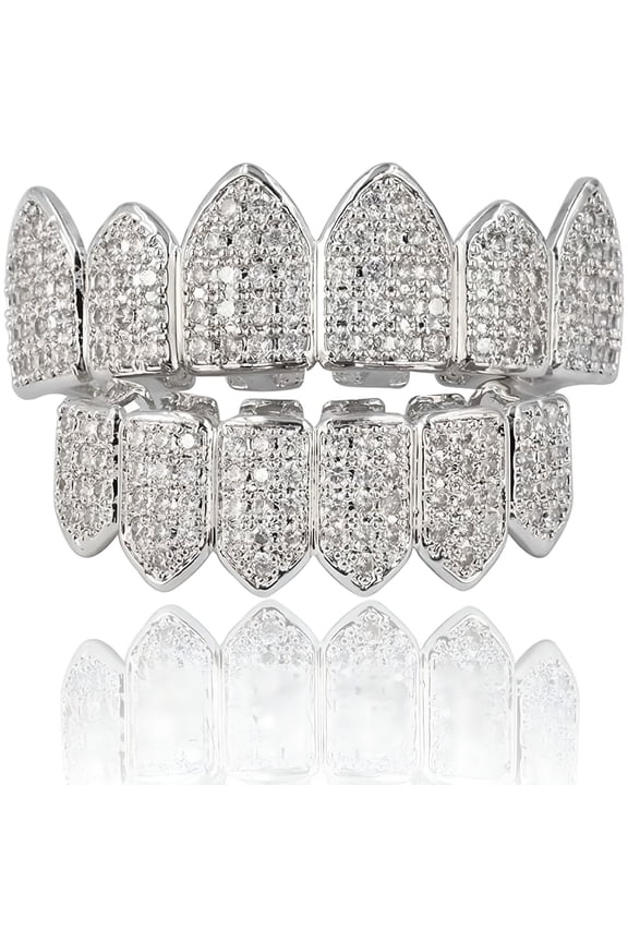 2026 New Iced Out Diamond Teeth Grillz for Men Women, Gold Grills for Your Teeth Top and Bottom, Rapper Costume Teeth Jewelry and Accessories