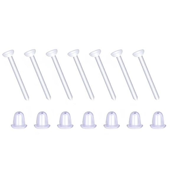 DESIGNICE 2026 New Invisible Plastic Studs That Enhance Your Minimalist Style,Clear Earring Posts with Silicone Studs for A Sleek Look,Non-Allergenic,100 Pairs for Casual,Work,Party,Travel,Everyday