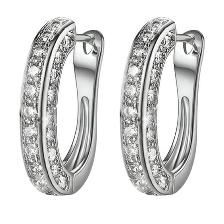 DESIGNICE 2026 New Ladies' Jewelry Large Rhinestone Hoops Sparkly Big Cz Hoop Earrings for Women Non Tarnish 925 Sterling Silver/Gold Plated Rhinestone Earrings for Ears