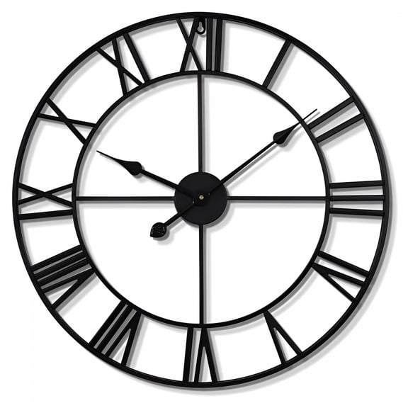 DESIGNICE Large Vintage Metal Wall Clock, Silent Non-Ticking Roman Numeral