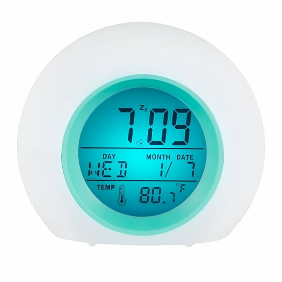 DESIGNICE 2026 New Led Digital Kids Clock Changing Light with Indoor Temperature Calendar,Wake Up Light,Battery Clock,Desktop Electronic Table for Bedroom, Desk, Nursery, Playroom, Office, Bedside