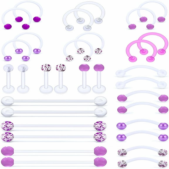 DESIGNICE 2026 New Lip Septum Rings Eyebrow Industrial Smiley Piercing Jewelry Plastic Cartilage Helix Tragus Daith Earrings Vertical Labret Medusa Retainers Kits for Surgery Work Sports