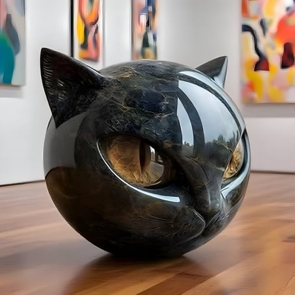 DESIGNICE 2026 New Luxury Black Cat Stone Sculpture Elegant Home Decor and Gift-Ready Art Piece,Black Obsidian Crystal Gemstone Cat,Figurine Carved Healing,Decoration Gemstones Gifts (1 Pcs)