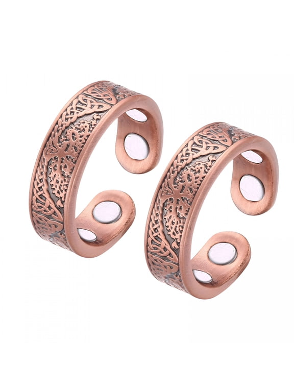 2026 New Magnetic Pure Copper Rings Jewelry Set for Women Men, Copper Rings for Women, Gift for Mom Wife for Daily Wear, Party, Casual Wear Adjustable, 2Pcs