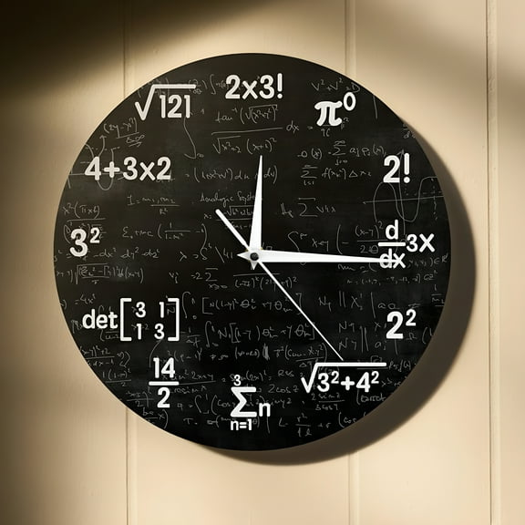 DESIGNICE 2026 New Math Clock Mathematical Equations,Wall Clock Gifts for Engineers,Teacher Gift- Silent Non Ticking Wall Clocks Battery Operated 12" - Math for Classroom,Office,Study Room