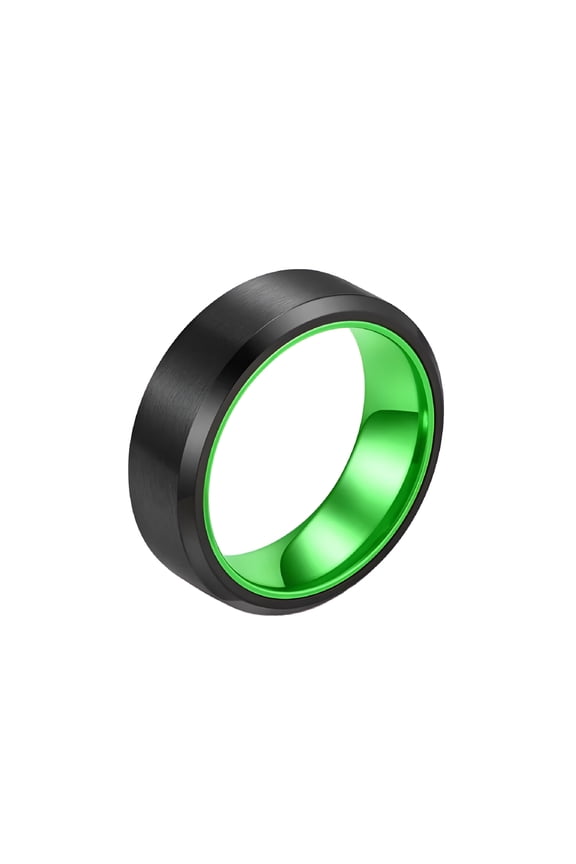 2026 New Men'S Stainless Steel Simple Personality Polished Neutral Style Two-Tone Ring Mens Rings Stainless Steel Green Size 13