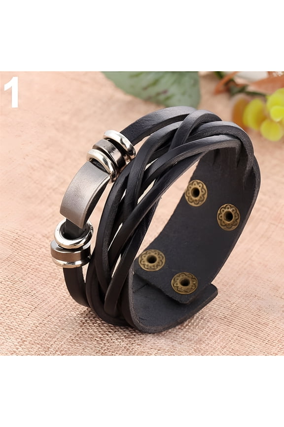 2026 New Men'S Vintage Multilayer Braided Faux Leather Bangle Cuff Bracelet Wristband for Casual Wear, Outdoor Activities, Daily Styling, Fashion Accessories, Gift Giving.