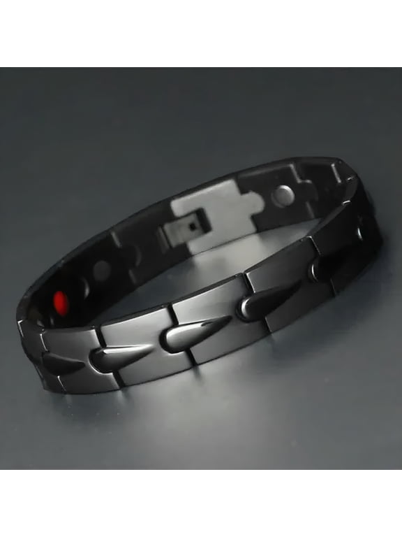 2026 New Mens Black Titanium Therapy Energy Bracelet 4-Elements Powerful Magnets Bangle for Casual, Sports, Office, Party, Daily Wear