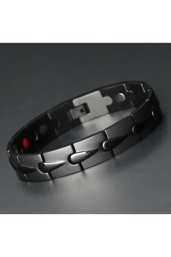 2026 New Mens Black Titanium Therapy Energy Bracelet 4-Elements Powerful Magnets Bangle for Casual, Sports, Office, Party, Daily Wear